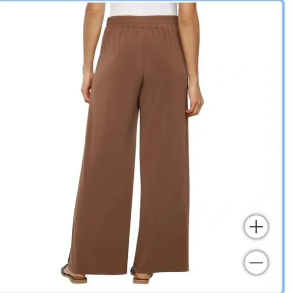 NWT Three Dots Women's Pull-On wide leg brown Pant - Picture 2 of 8
